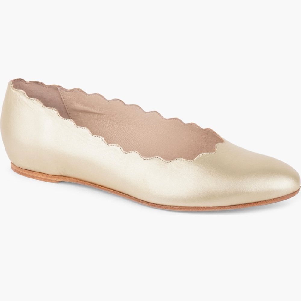 Patricia green US 10 Gold Scalloped Ballet Flats new